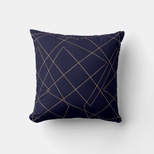 Coussin Conception géométrique moderne des stries bleues e