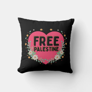 Coussin conception graphique du coeur rose de la Palestine