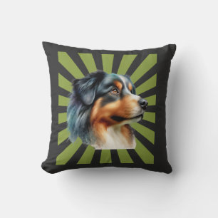 Coussin Conception graphique rétro Border Collie Sunburst