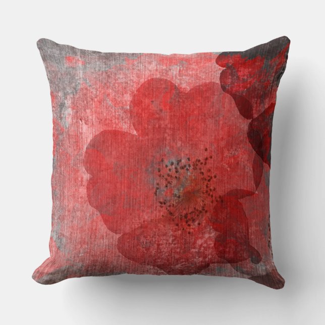 Coussin Conception grunge noire grise rouge de l'industrie (Recto)