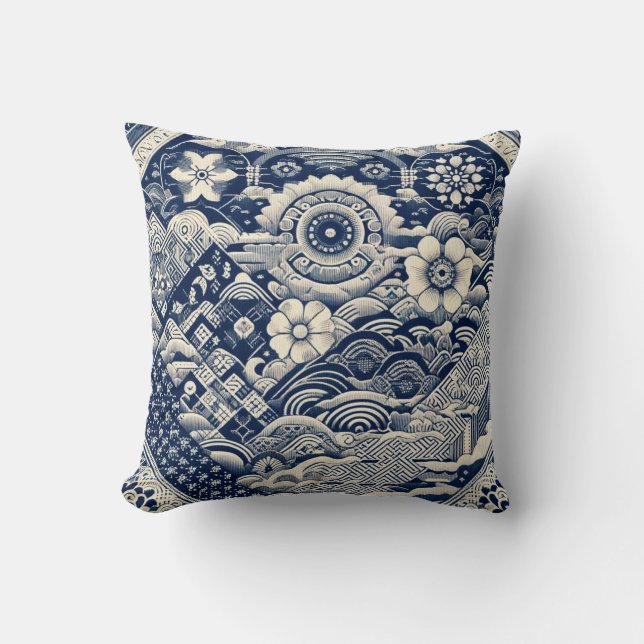 Coussin Conception inspirée par Shashiko 2 (Recto)