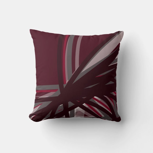 Coussin Conception linéaire Abstraite en Bourgogne et en G (Recto)