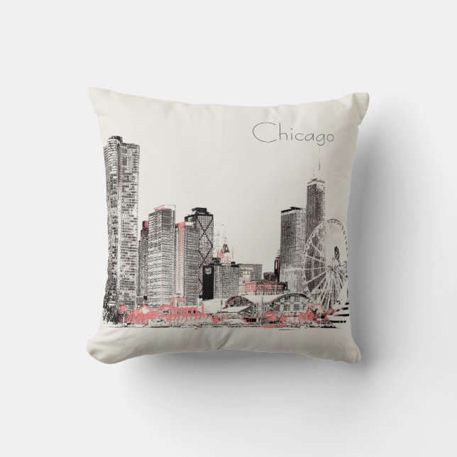 Coussin Conception moderne d'horizon de Chicago (Recto)
