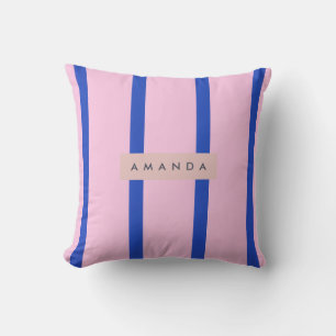 Coussin Conception personnalisée à rayures roses et bleues