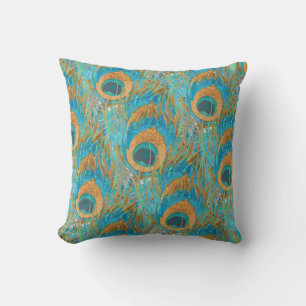 Coussin Conception psychédélique de paon par PixDezines/fo
