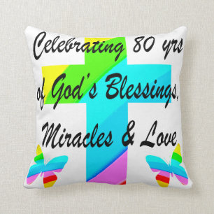 COUSSIN CONCEPTION RELIGIEUSE PERSONNALISÉE POUR LE 80E A