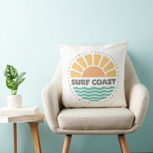 Coussin Conception Rétro de Plage au Coucher du Soleil sur