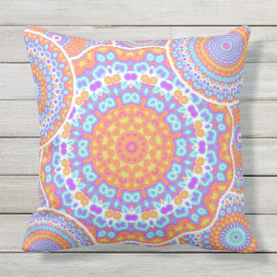 Coussin Conception rose orange de fête de mandala