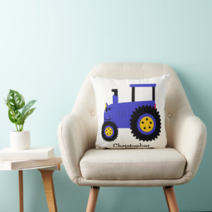 Coussin Conception Tracteur Bleu Personnalisée