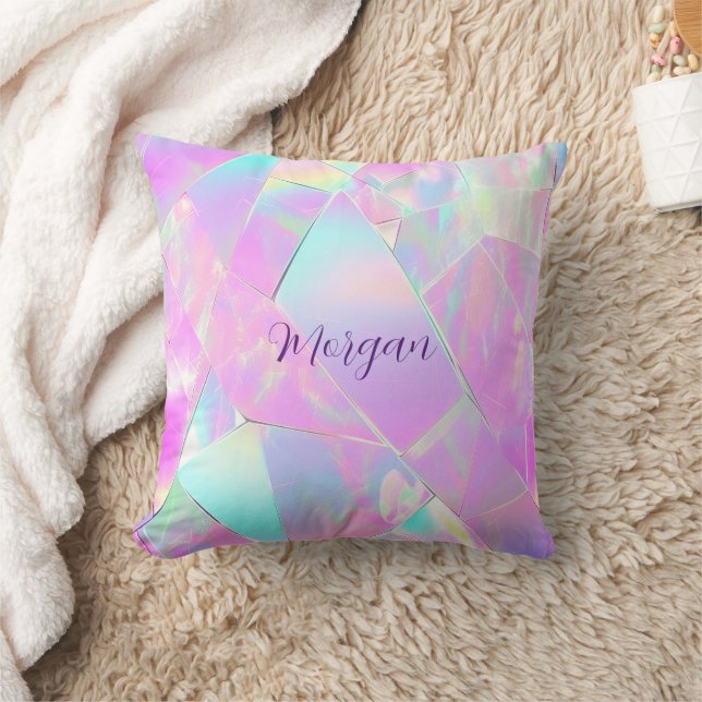Coussin Conception turquoise et rose Iridescente, nom du s (Couverture)