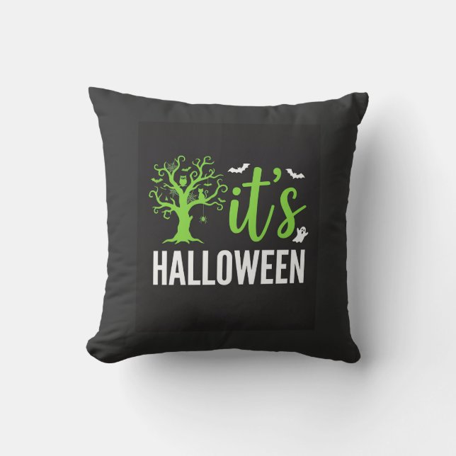 Coussin Conception vectorielle d'arbres effrayants d'Hallo (Recto)