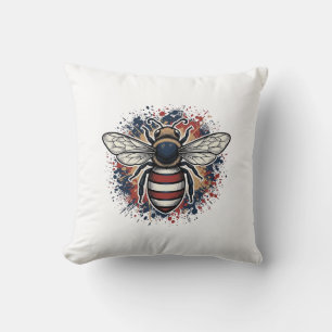 Coussin Conception vectorielle de gravure vintage d'abeill