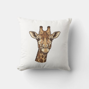 Coussin Conception vectorielle de tête de girafe gravée vi