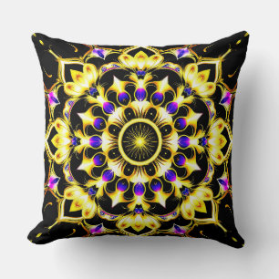 Coussin Conception vibrante de mandala orné
