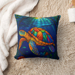 Coussin Conception vibrante de tortue marine en verre colo