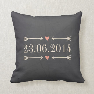 Coussin Conception vintage de jour du mariage de style de