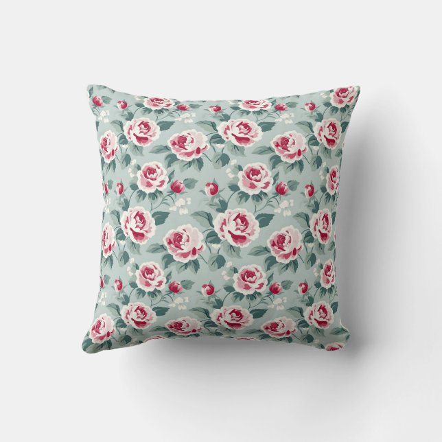 Coussin Conception vintage des Roses botaniques (Verso)