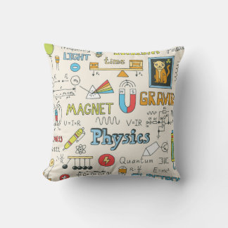 Coussin Concepts de physique, style vintage dessiné à la m