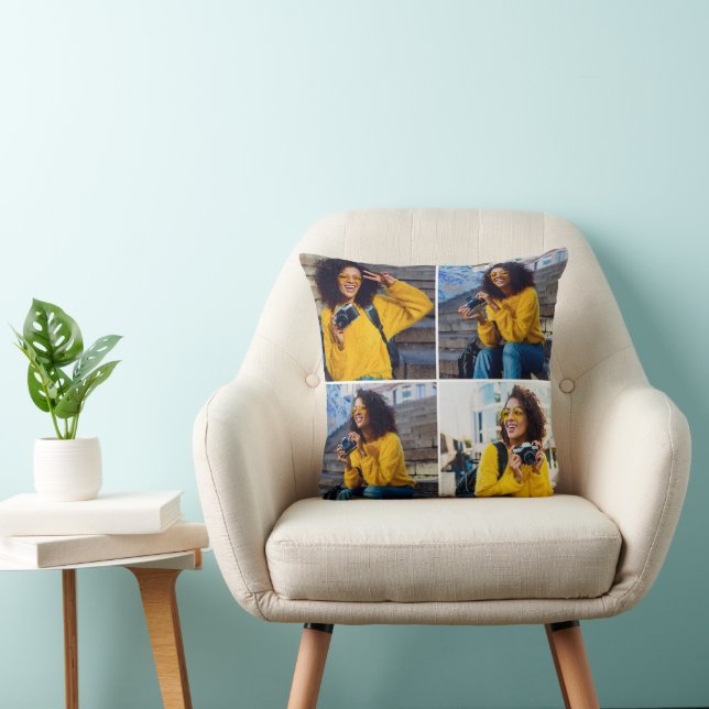 Coussin Concevez votre propre collection de 4 photos (Chaise)