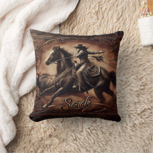 Coussin Concours de course de cowgirl à l'événement local