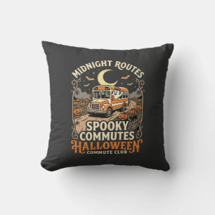 Coussin Conducteur de bus Halloween Route de minuit