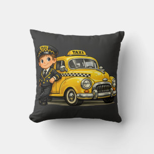 Coussin Conducteur de Taxi Rétro Garçon avec T-Shirt de Vo