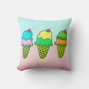Coussin Cônes de crème glacée colorée - Personnalisé