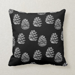 Coussin Cônes de pin - réversible monochrome
