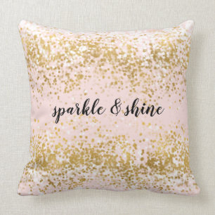 Coussin Confetti d'or blanc rose pâle