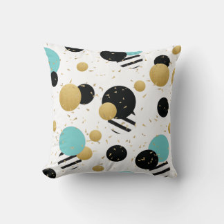 Coussin Confetti Dot Party Noir Turquoise et Or