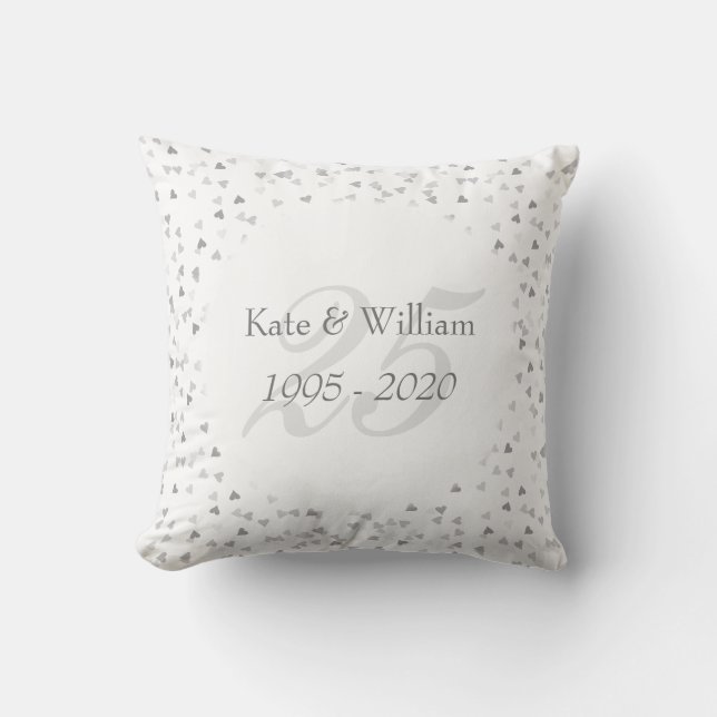 Coussin Confetti du 25e anniversaire du Mariage (Recto)
