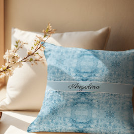 Coussin Confort Arctique | Motif à plumes bleues et blanch
