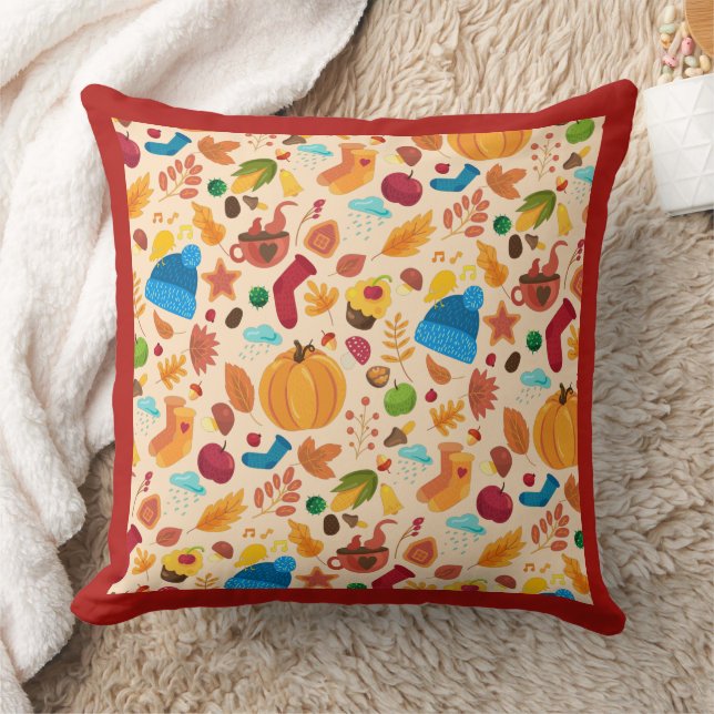 Coussin Confortable Automne Motif Automne Froid Météo Feui (Couverture)