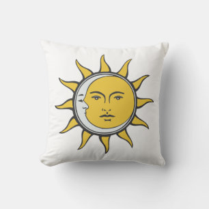 Coussin Conjonction du Soleil Doré et de la Lune d'Argent 