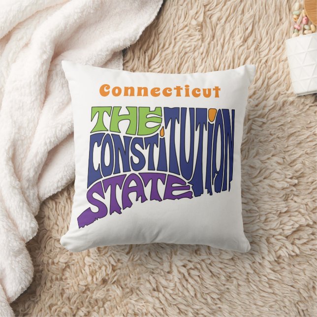 Coussin Connecticut surnom Word Art (Couverture)