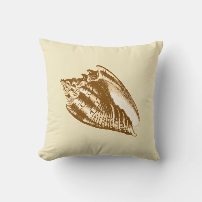 Coussin Conque Shell - brun et beige (Recto)