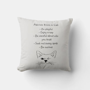 Coussin Conseils de Winking Cat amusant Humour animal
