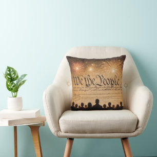 Coussin Constitution des États-Unis avec feux d'artifice