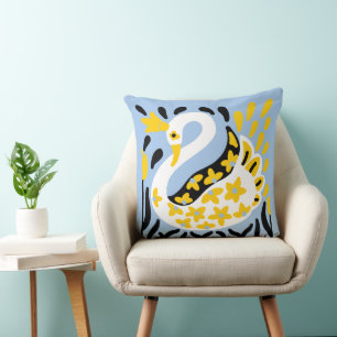 Coussin Conte fée de style russe Swan royal couronné