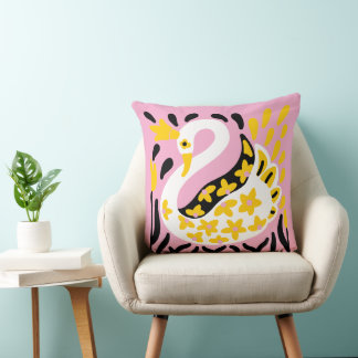 Coussin Conte fée de style russe Swan royal couronné