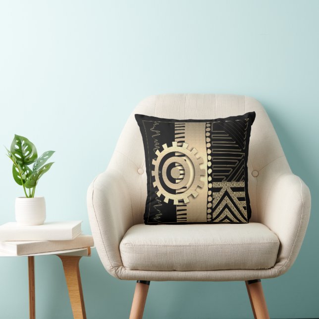 Coussin Contemporain Afrocentrique Motif Design (Chaise)