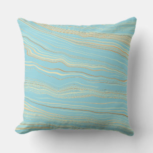 Coussin Contemporain bleu œuf de robin, motif toile de lin