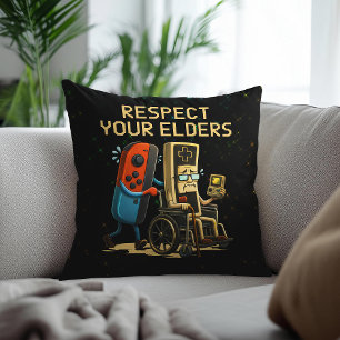 Coussin Contrôle de jeu rétro drôle de respect pour vos aî