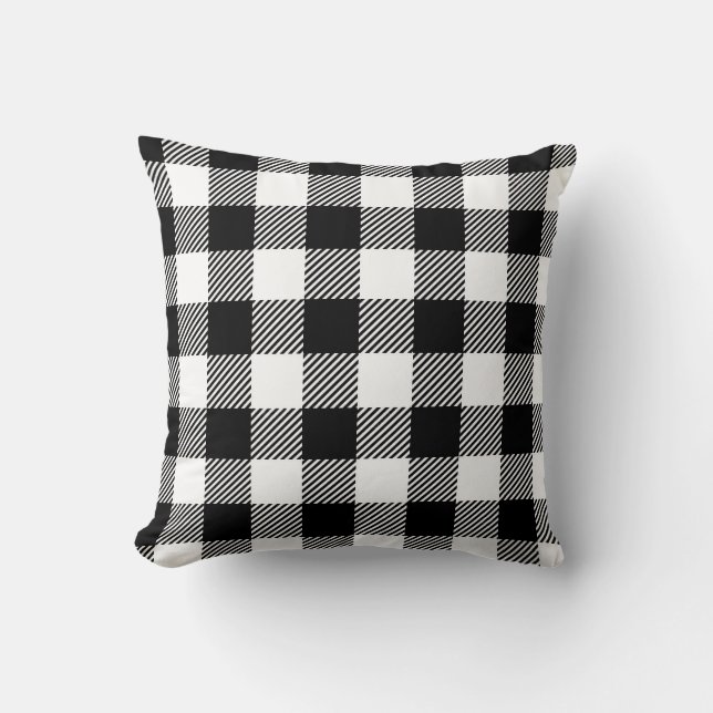 Coussin Contrôle extérieur noir et blanc Patt de Buffalo (Recto)