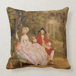 Coussin Conversation en parc, portrait de l'artiste et