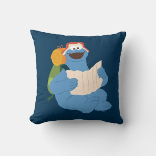 Coussin Cookie Monster lisant une carte