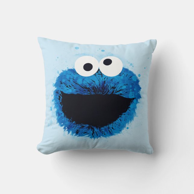 Coussin Cookie Monster | Tendance de l'aquarelle (Recto)