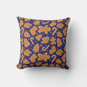 Coussin Cookies en pain d'épices Noël Bleu foncé Festif