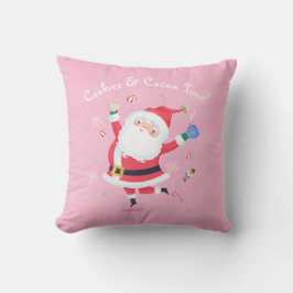 Coussin Cookies et cacao Cute Père Noël Pink Thlow Pillow