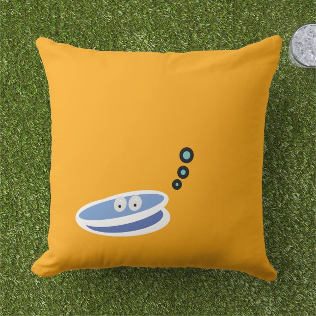Coussin Cool Bright Golden Yellow Happy Clam Dessin (Herbe)